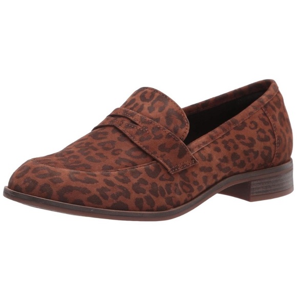 Clarks Trish Rose Suede Leather Animal Leopard Print Slip On Loafer 10M - Picture 3 of 12